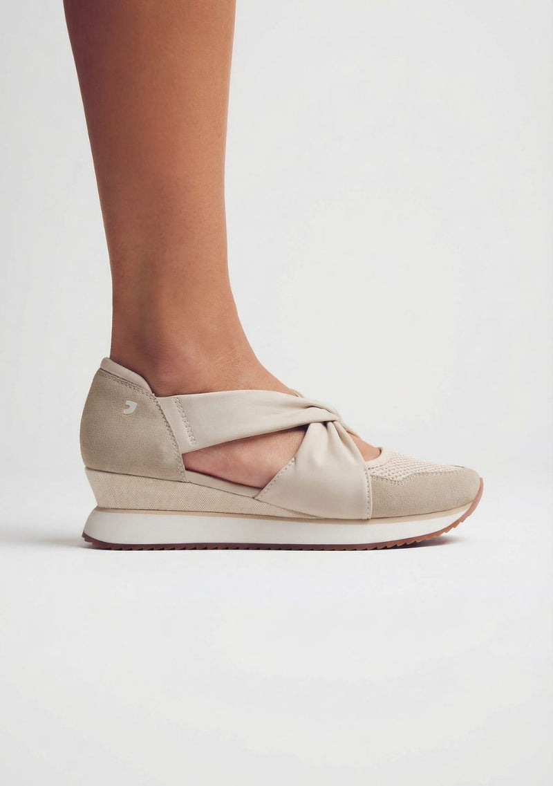 LEATHER AND MESH OPEN WEDGE SNEAKERS TUHELJ