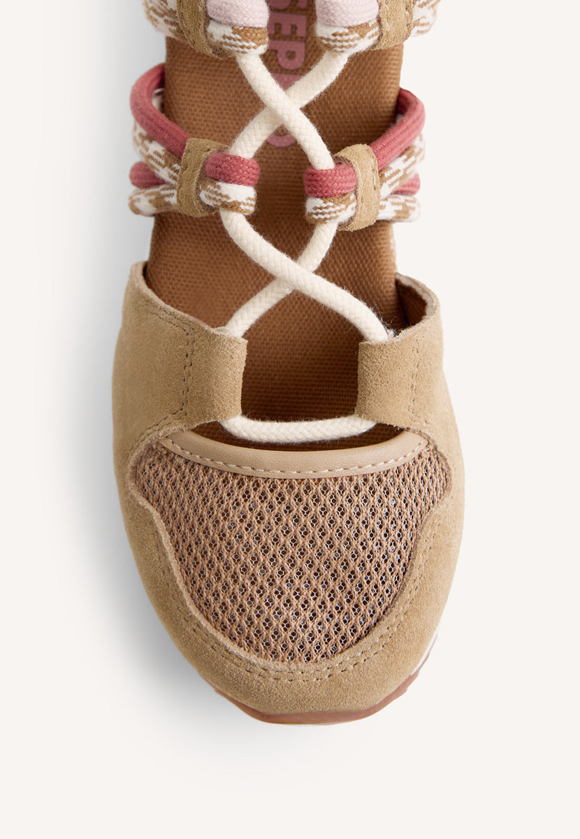 LEATHER AND MESH OPEN WEDGE SNEAKERS RONGAI