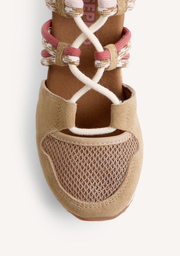 LEATHER AND MESH OPEN WEDGE SNEAKERS RONGAI