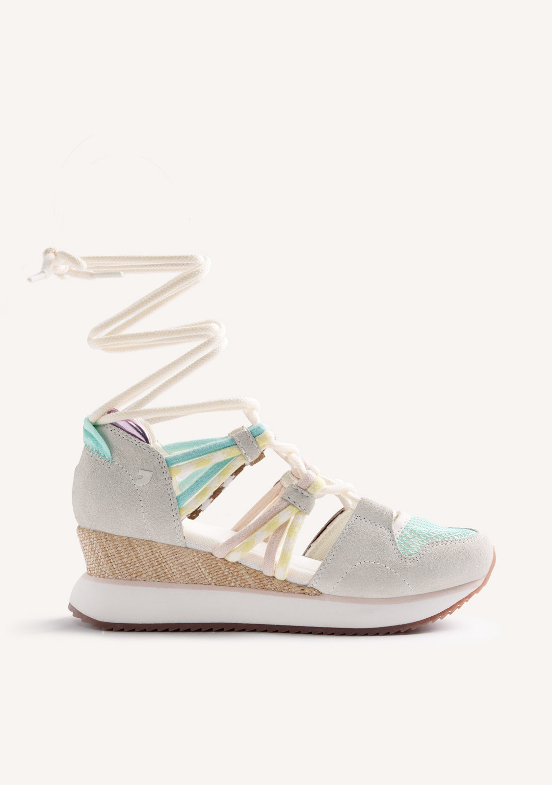 LEATHER AND MESH OPEN WEDGE SNEAKERS RONGAI