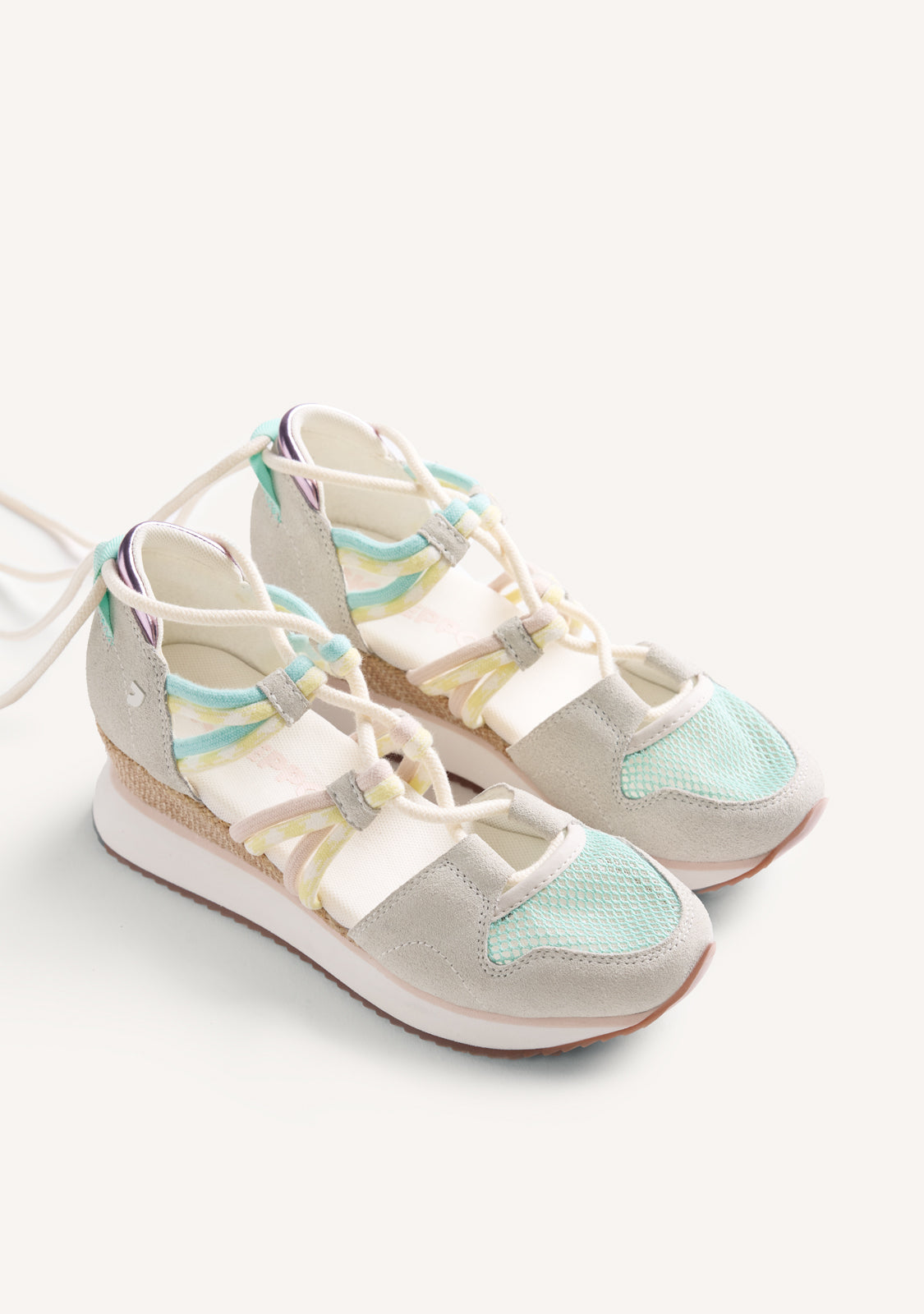 LEATHER AND MESH OPEN WEDGE SNEAKERS RONGAI