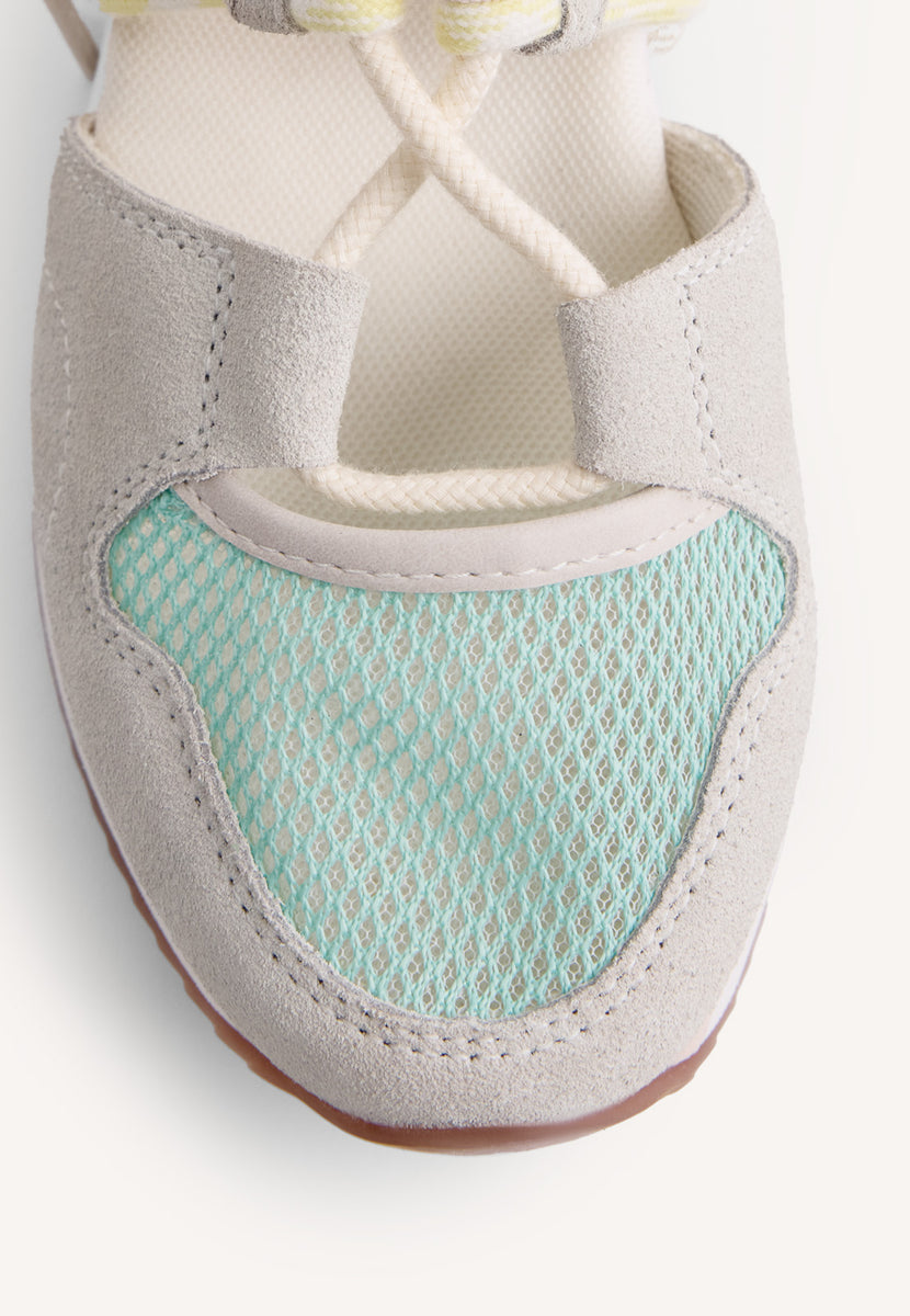 LEATHER AND MESH OPEN WEDGE SNEAKERS RONGAI