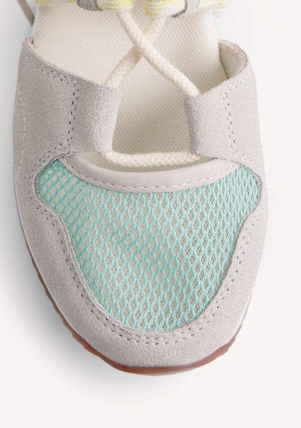 LEATHER AND MESH OPEN WEDGE SNEAKERS RONGAI