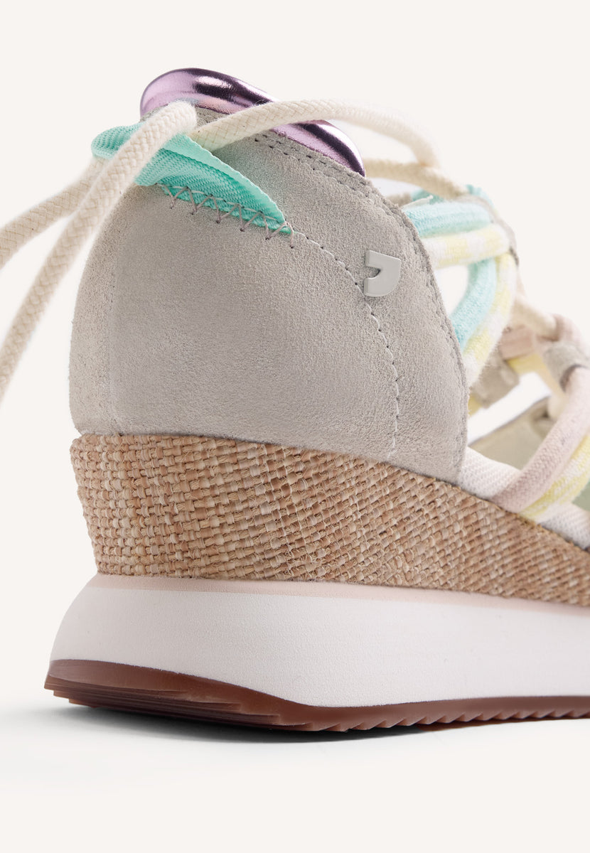 LEATHER AND MESH OPEN WEDGE SNEAKERS RONGAI