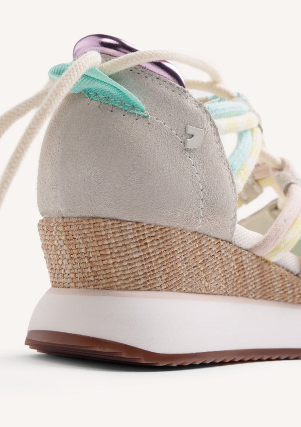 LEATHER AND MESH OPEN WEDGE SNEAKERS RONGAI