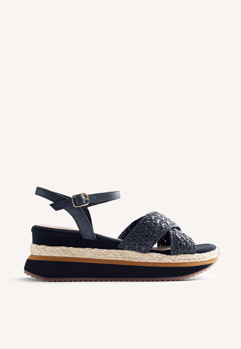 RAFFIA WEDGE CROCHET SANDALS TREVELIN