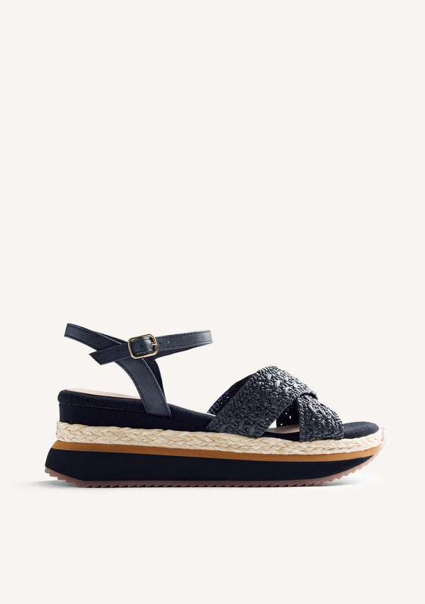 RAFFIA WEDGE CROCHET SANDALS TREVELIN