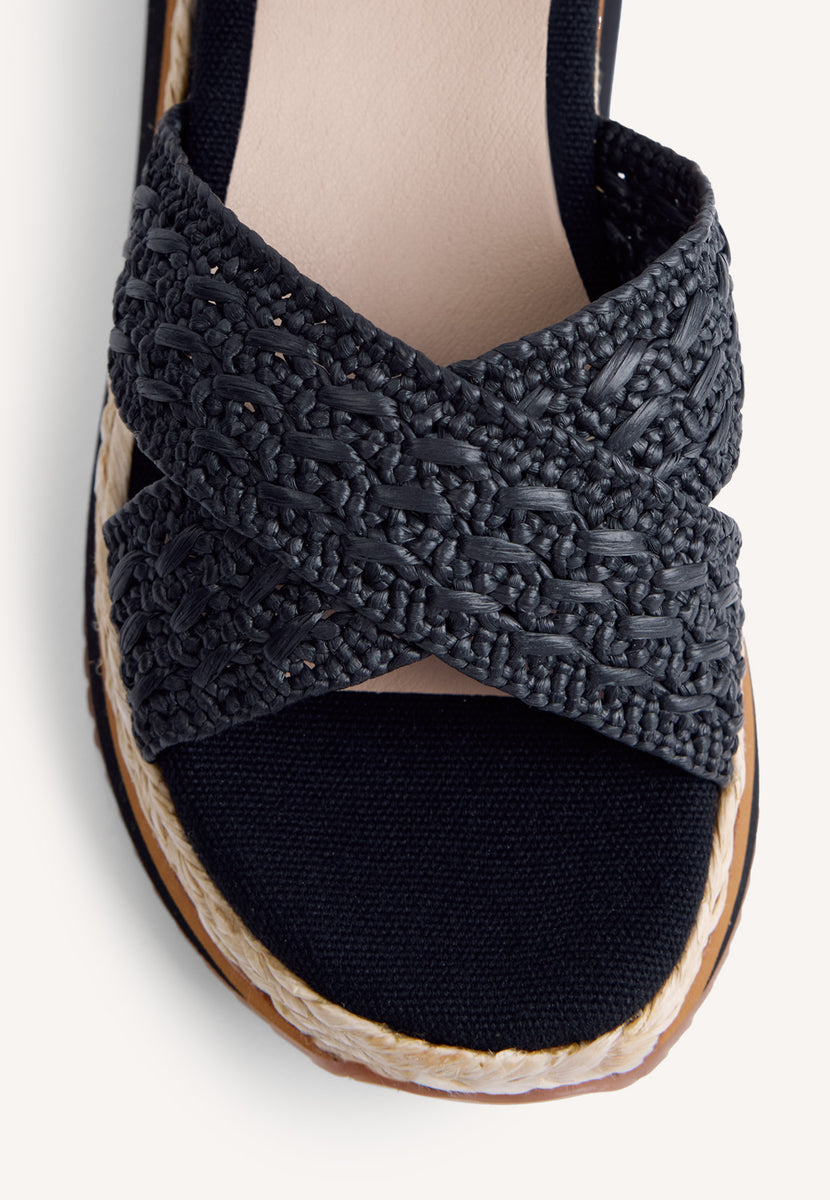 RAFFIA WEDGE CROCHET SANDALS TREVELIN