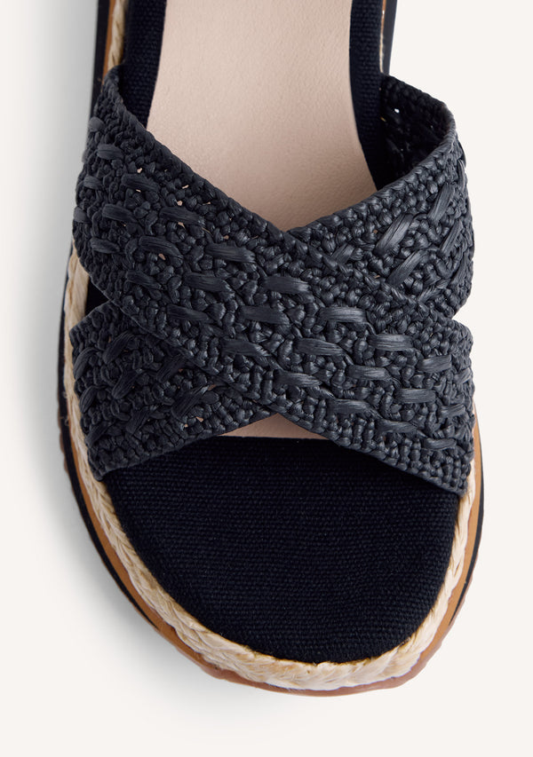 RAFFIA WEDGE CROCHET SANDALS TREVELIN