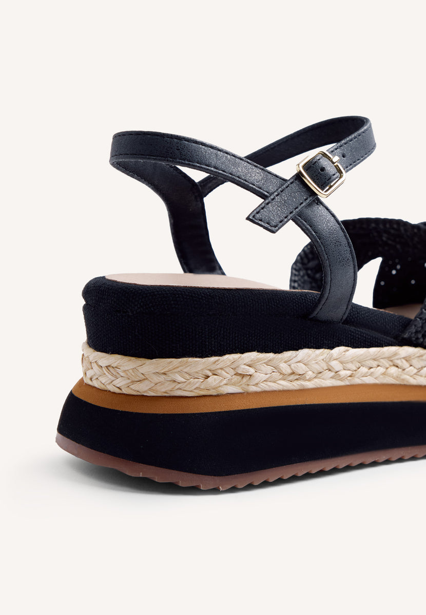 RAFFIA WEDGE CROCHET SANDALS TREVELIN