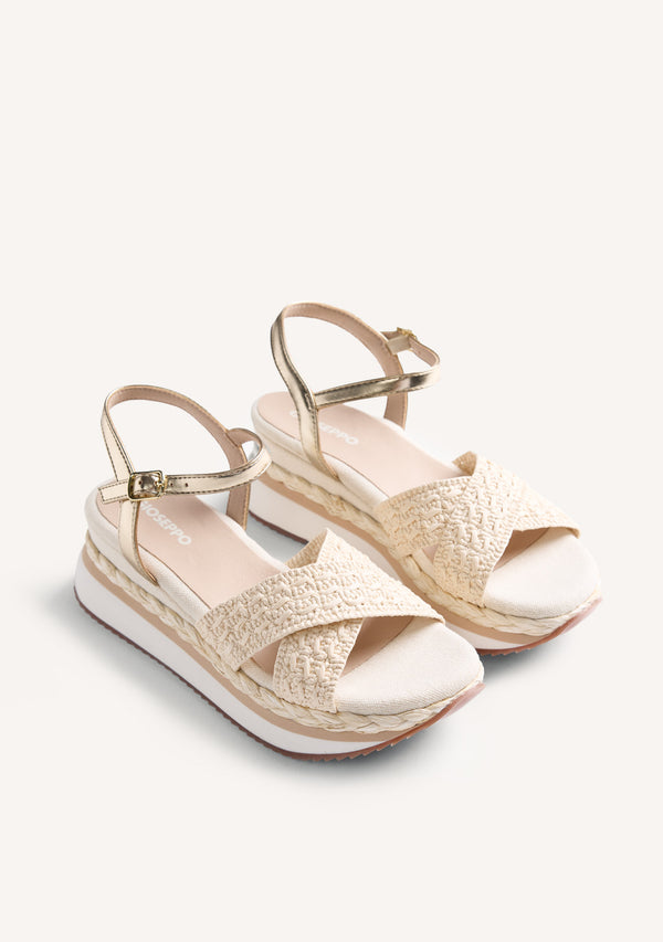 SANDALES COMPENSÉES RAPHIA AU CROCHET TREVELIN