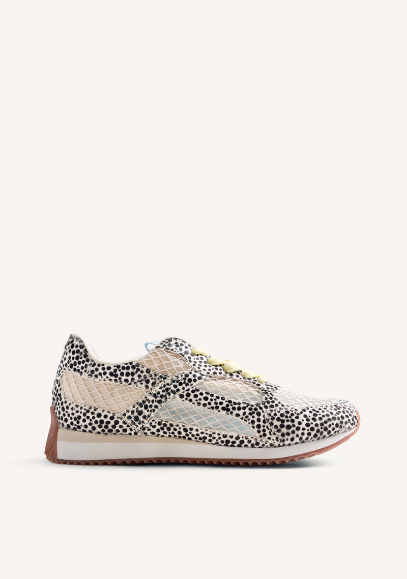 ANIMAL PRINT LEATHER AND MESH SNEAKERS SEEKONK