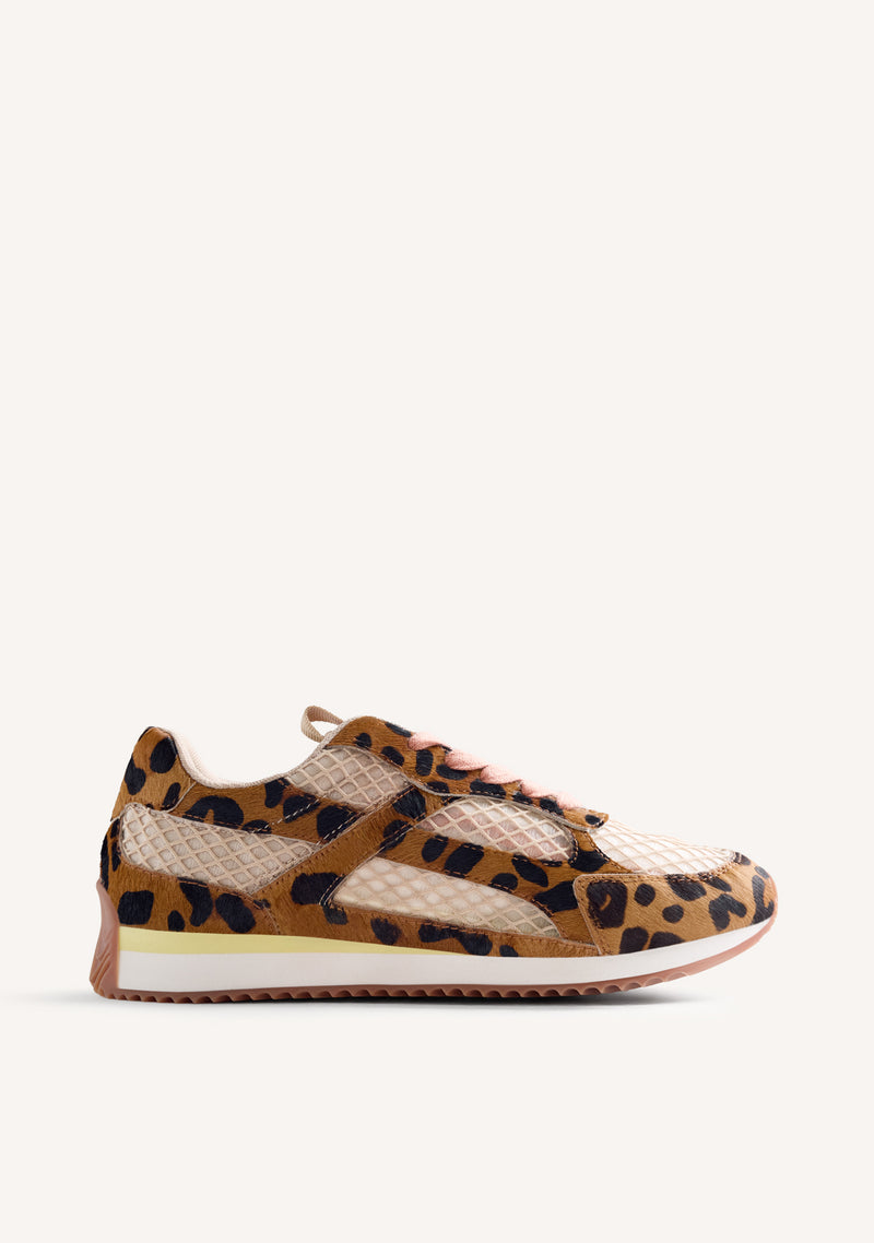 ANIMAL PRINT LEATHER AND MESH SNEAKERS SEEKONK