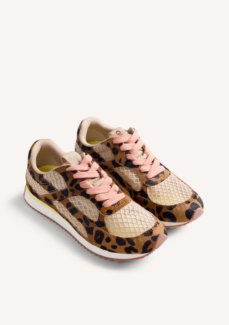 ANIMAL PRINT LEATHER AND MESH SNEAKERS SEEKONK