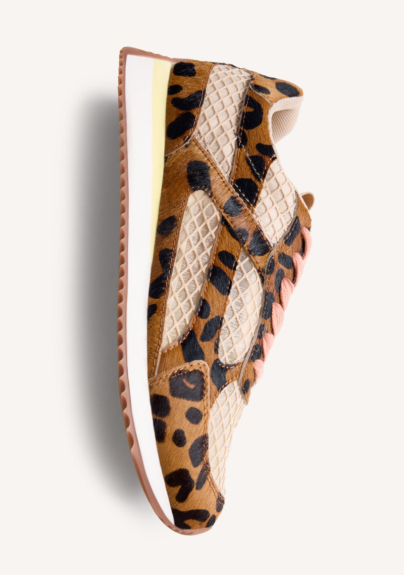 ANIMAL PRINT LEATHER AND MESH SNEAKERS SEEKONK