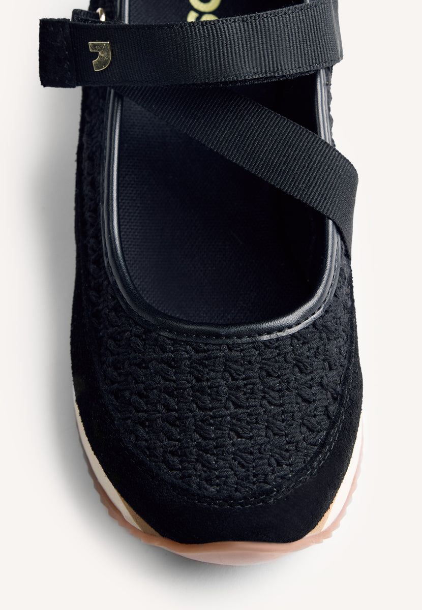 LEATHER AND CROCHET OPEN WEDGE SNEAKERS LIPA