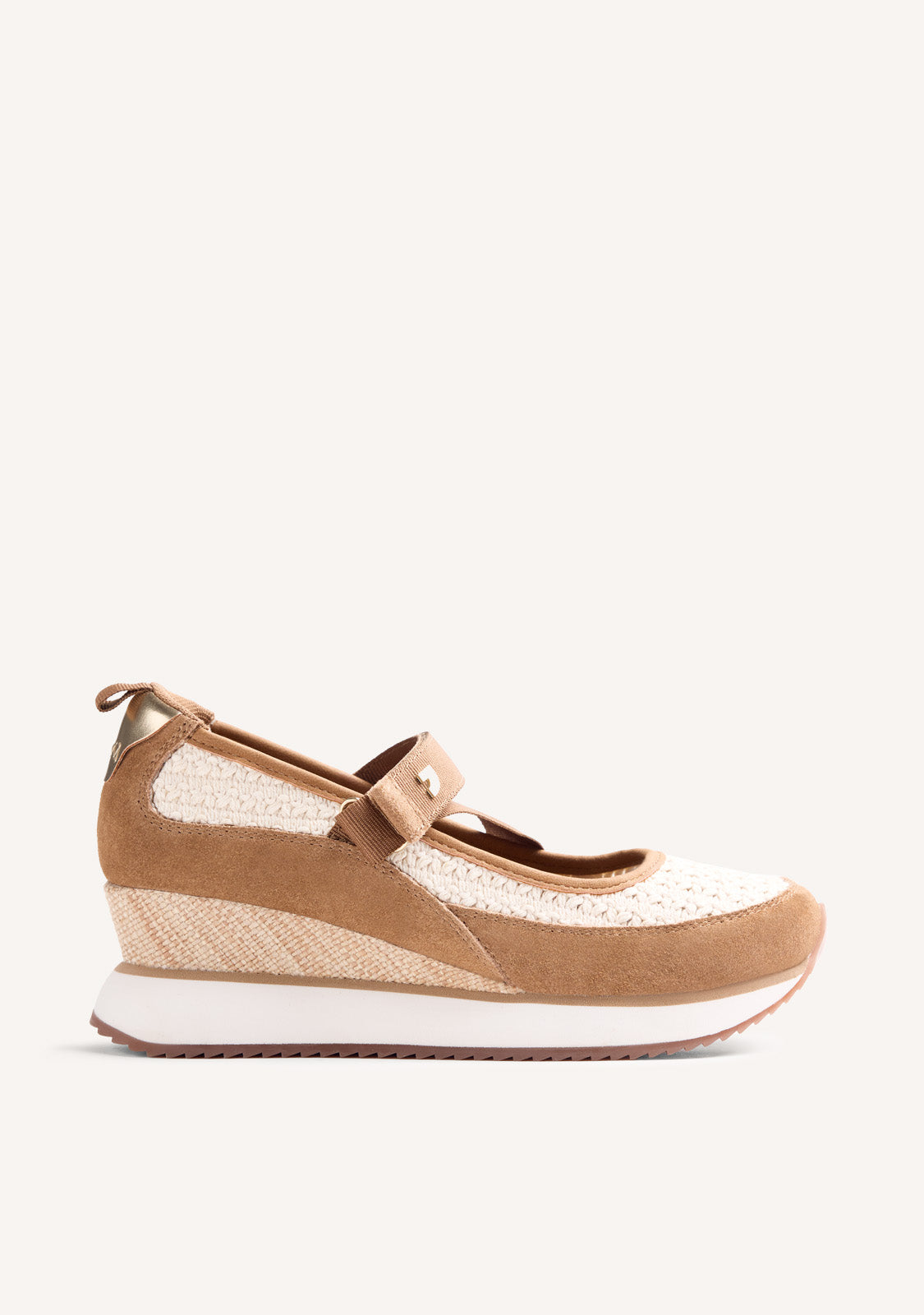 LEATHER AND CROCHET OPEN WEDGE SNEAKERS LIPA