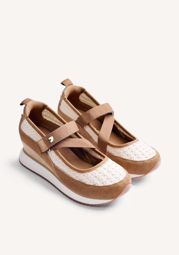 LEATHER AND CROCHET OPEN WEDGE SNEAKERS LIPA