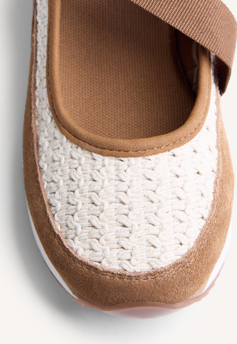 LEATHER AND CROCHET OPEN WEDGE SNEAKERS LIPA