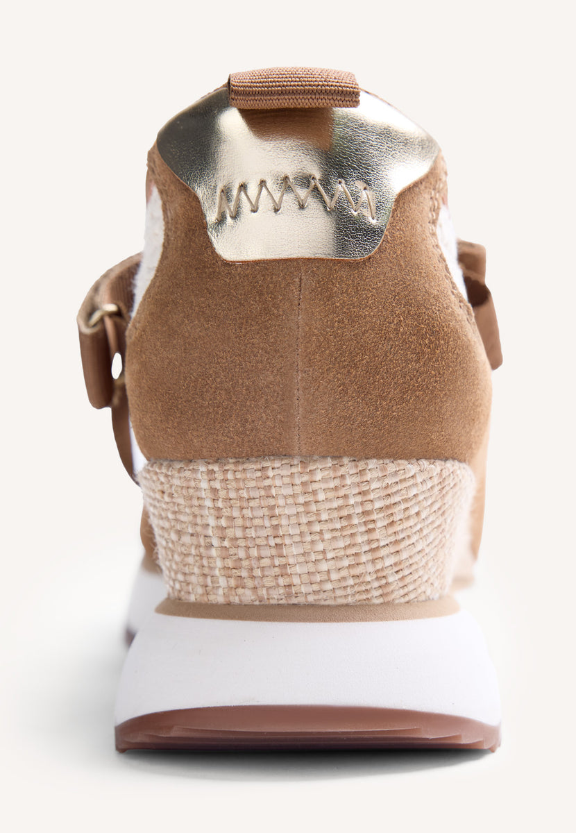 LEATHER AND CROCHET OPEN WEDGE SNEAKERS LIPA