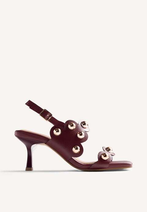 SANDALIAS TACÓN PIEL TACHAS KAKUMA