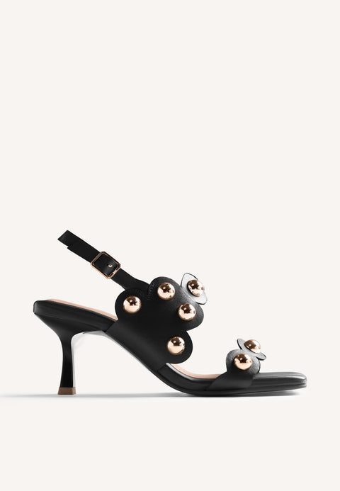 SANDALIAS TACÓN PIEL TACHAS KAKUMA