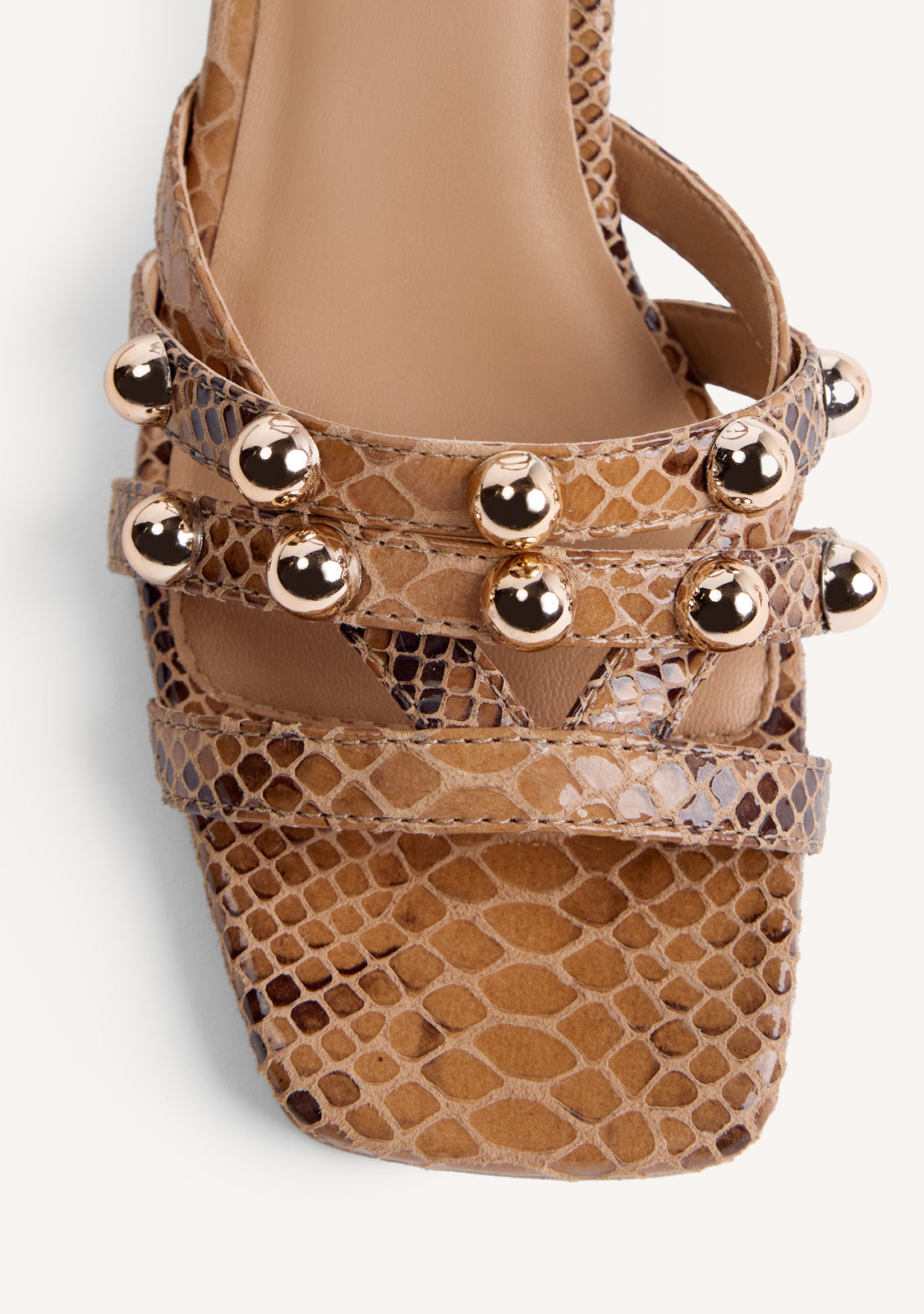LEATHER STUDDED HEELED SANDALS KAPSABET