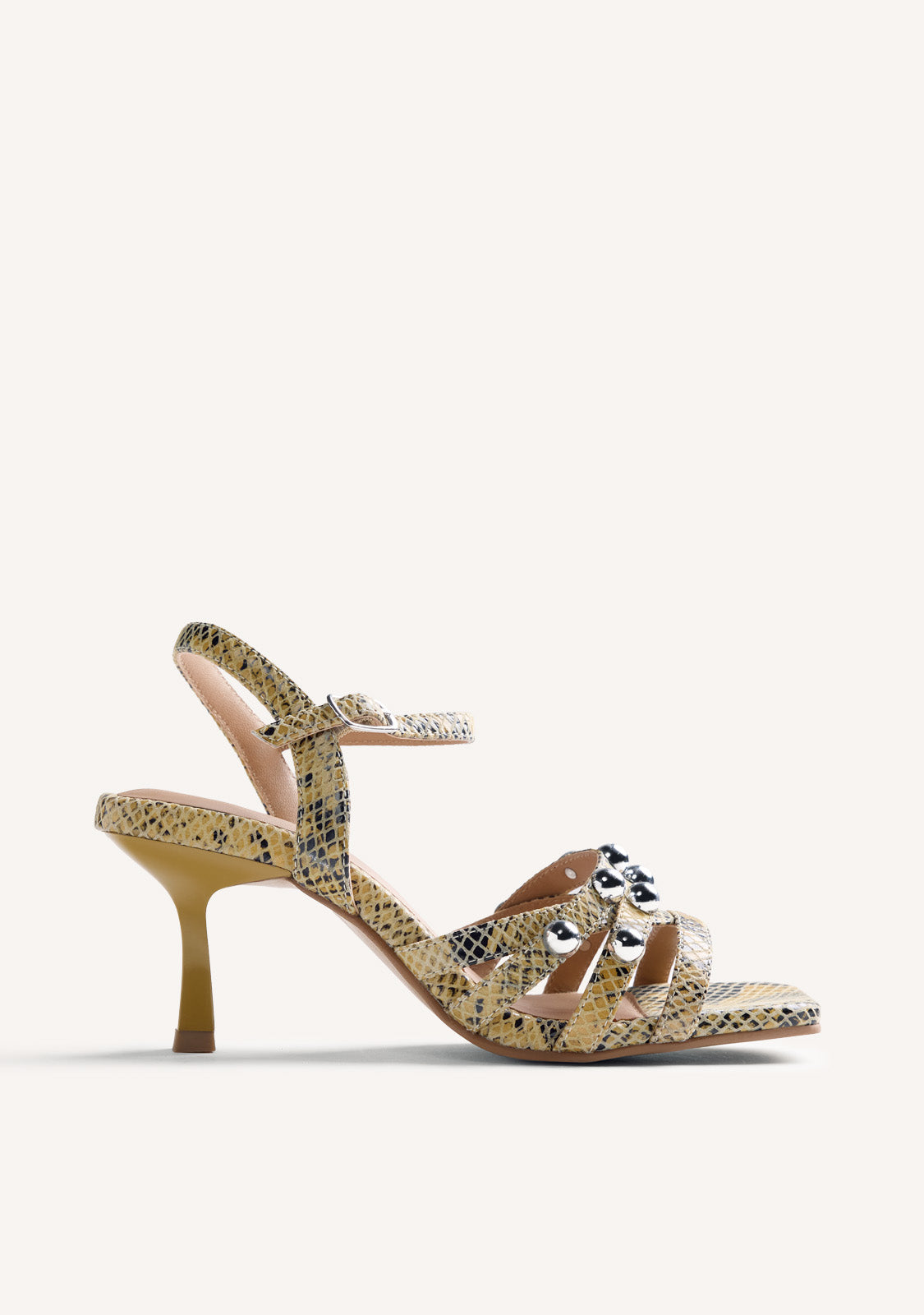 LEATHER STUDDED HEELED SANDALS KAPSABET