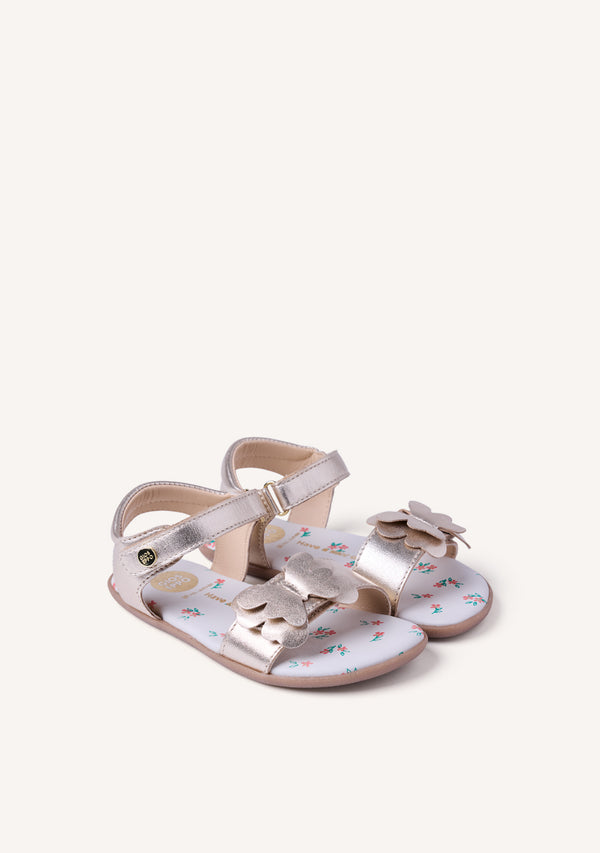 SANDALIAS BAREFOOT PIEL BRILLO Y MARIPOSA SLITE