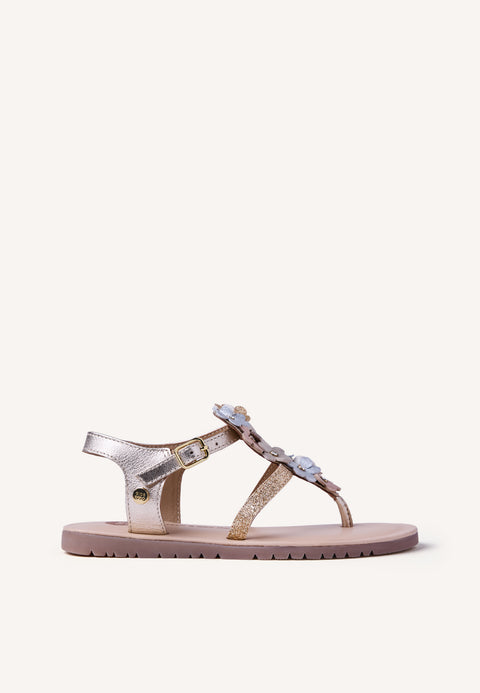SANDALIAS PIEL BRILLO FLORES TAMBACH