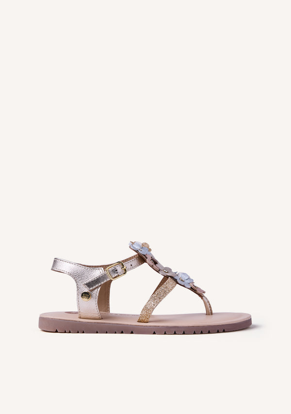 SANDALIAS PIEL BRILLO FLORES TAMBACH