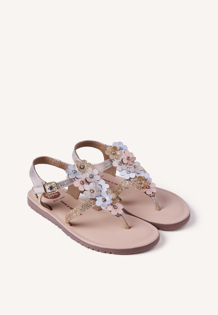 SANDALIAS PIEL BRILLO FLORES TAMBACH