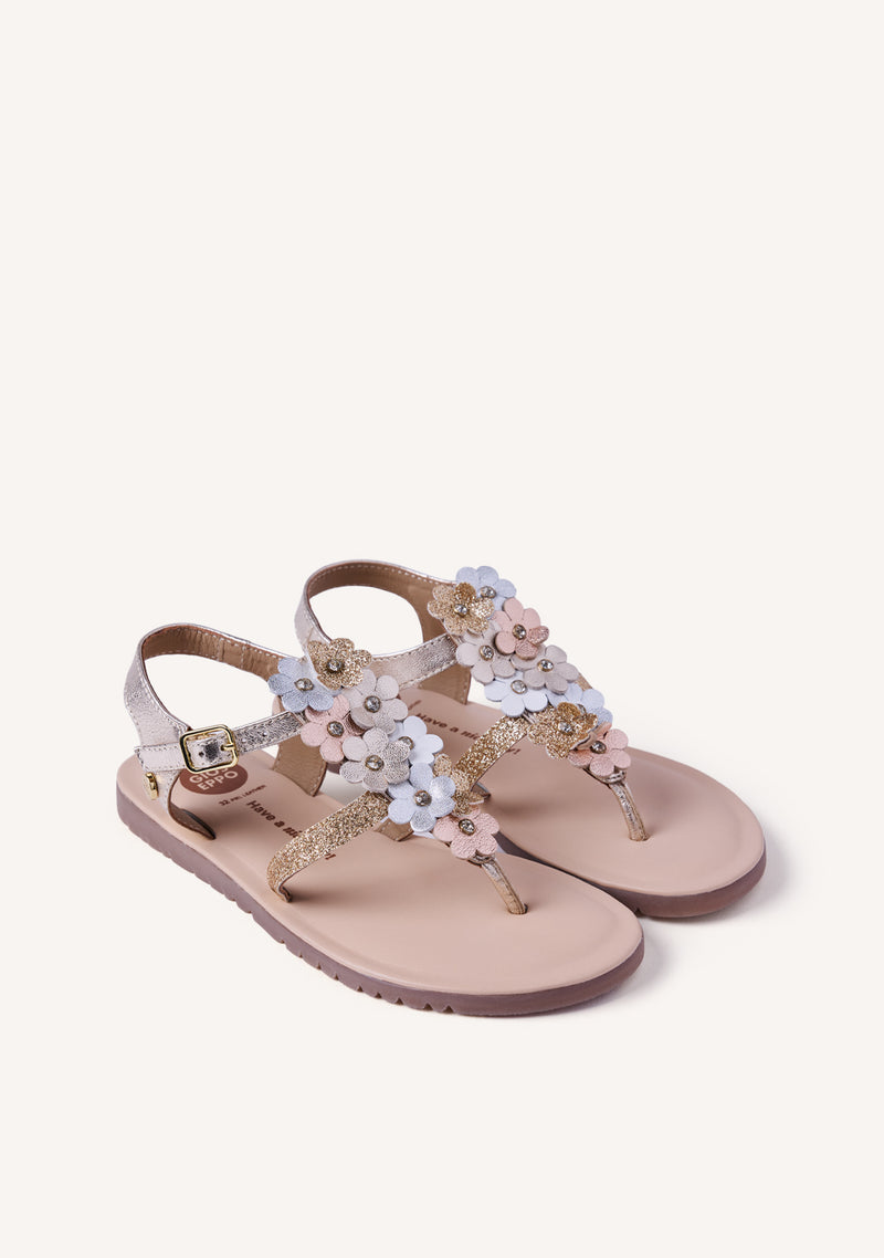 SANDALES FLEURIS CUIR BRILLANCE TAMBACH