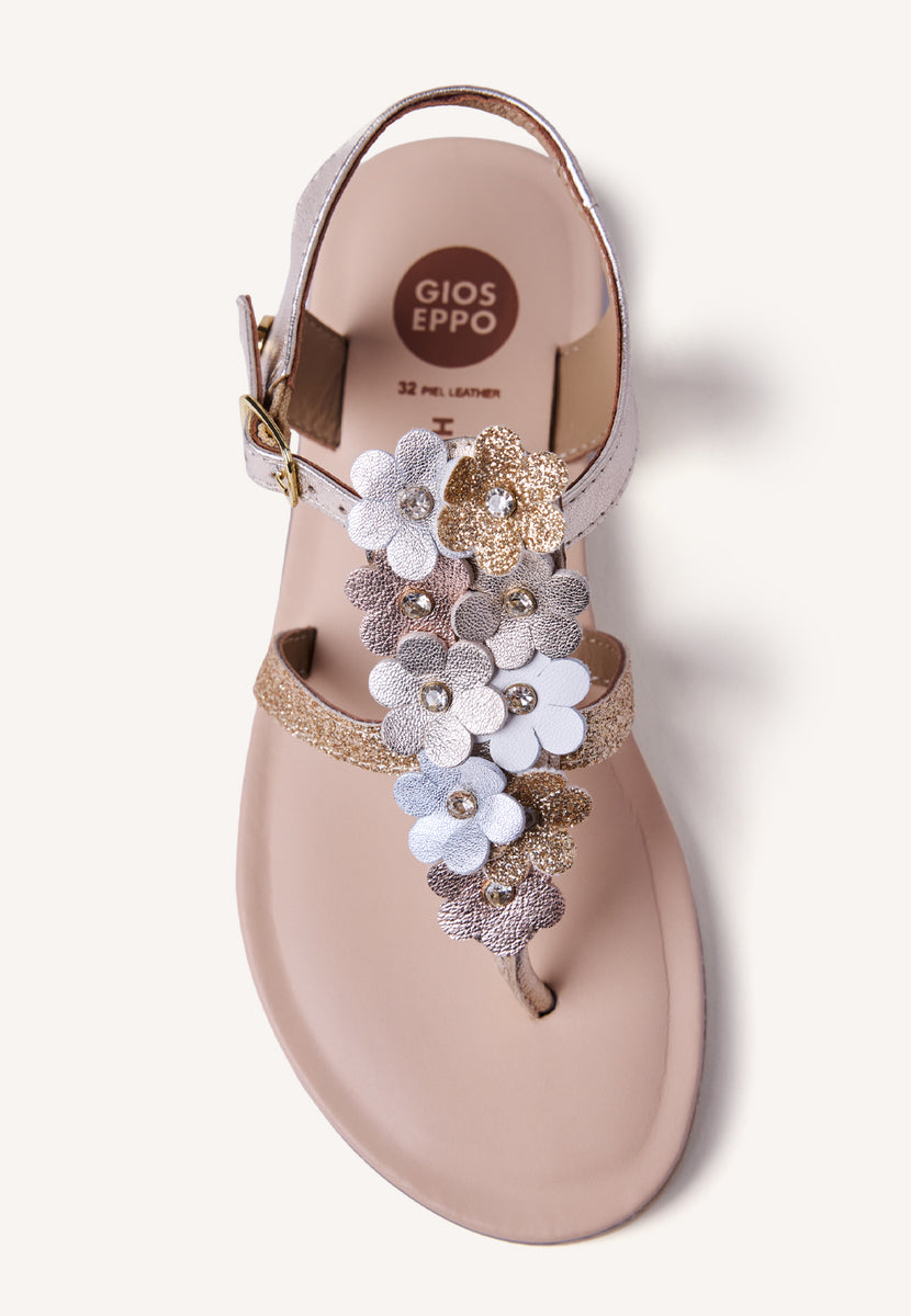 SANDALIAS PIEL BRILLO FLORES TAMBACH