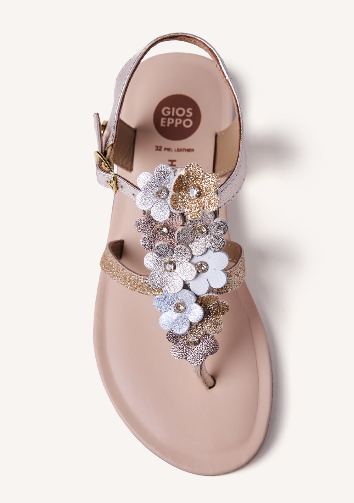 SANDALES FLEURIS CUIR BRILLANCE TAMBACH