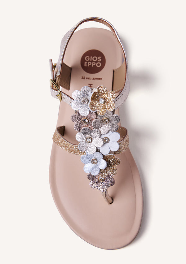 SANDALIAS PIEL BRILLO FLORES TAMBACH