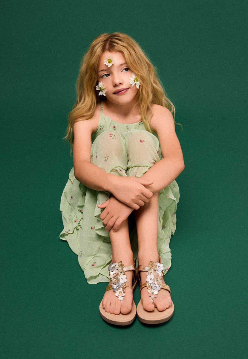 FLOWER SHINY LEATHER SANDALS TAMBACH