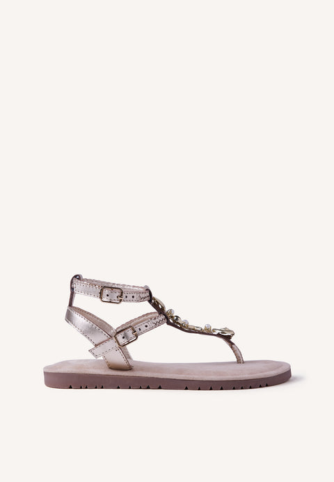 SANDALIAS PIEL BRILLO Y ABALORIOS WATAMU