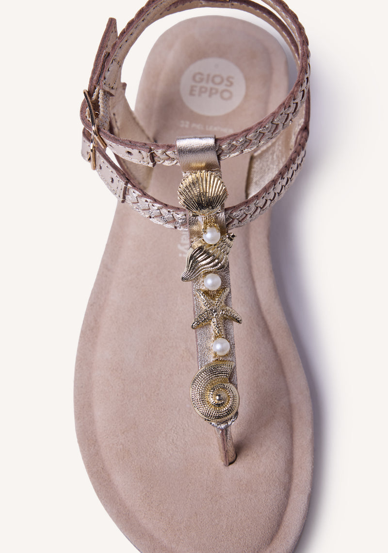 BEADED SHINY LEATHER SANDALS WATAMU