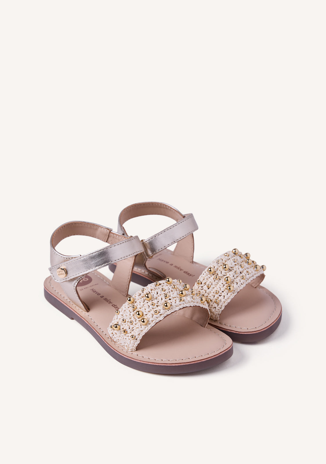 SHINY LEATHER AND RAFFIA SANDALS BROSARP