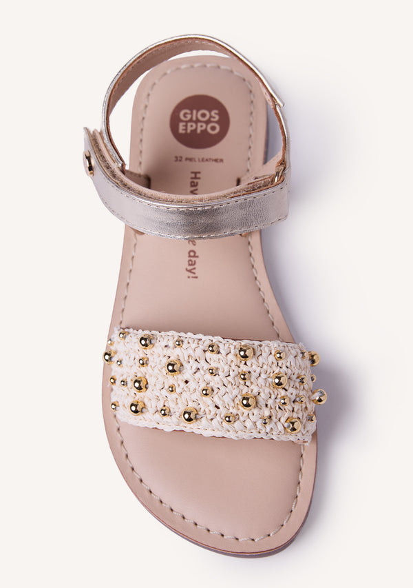 SANDALIAS PIEL BRILLO Y RAFIA BROSARP