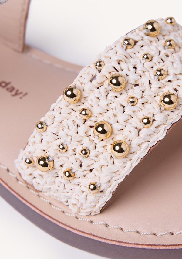 SANDALIAS PIEL BRILLO Y RAFIA BROSARP