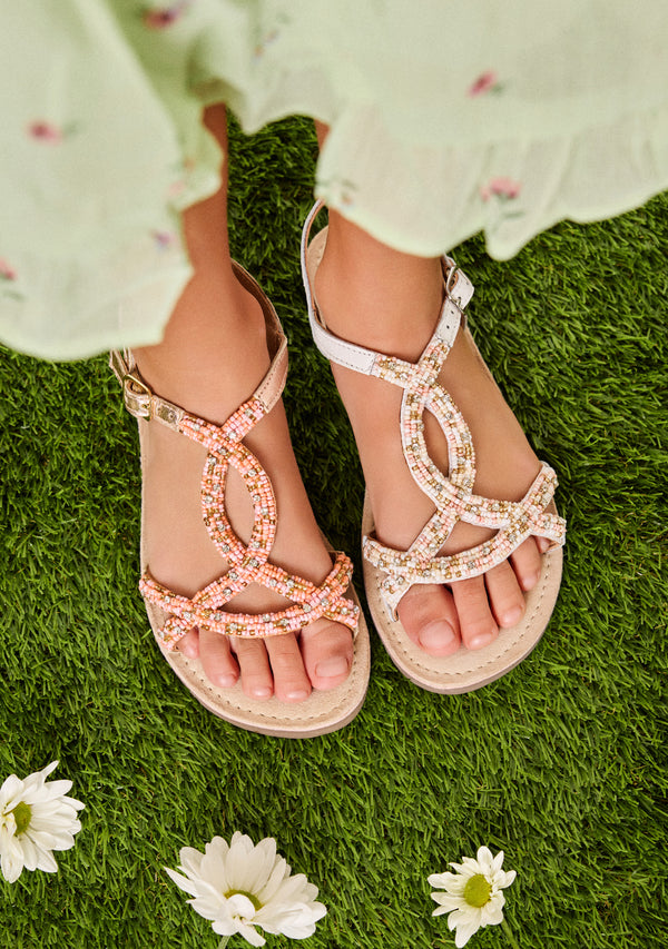BEADED LEATHER SANDALS BARAGOI