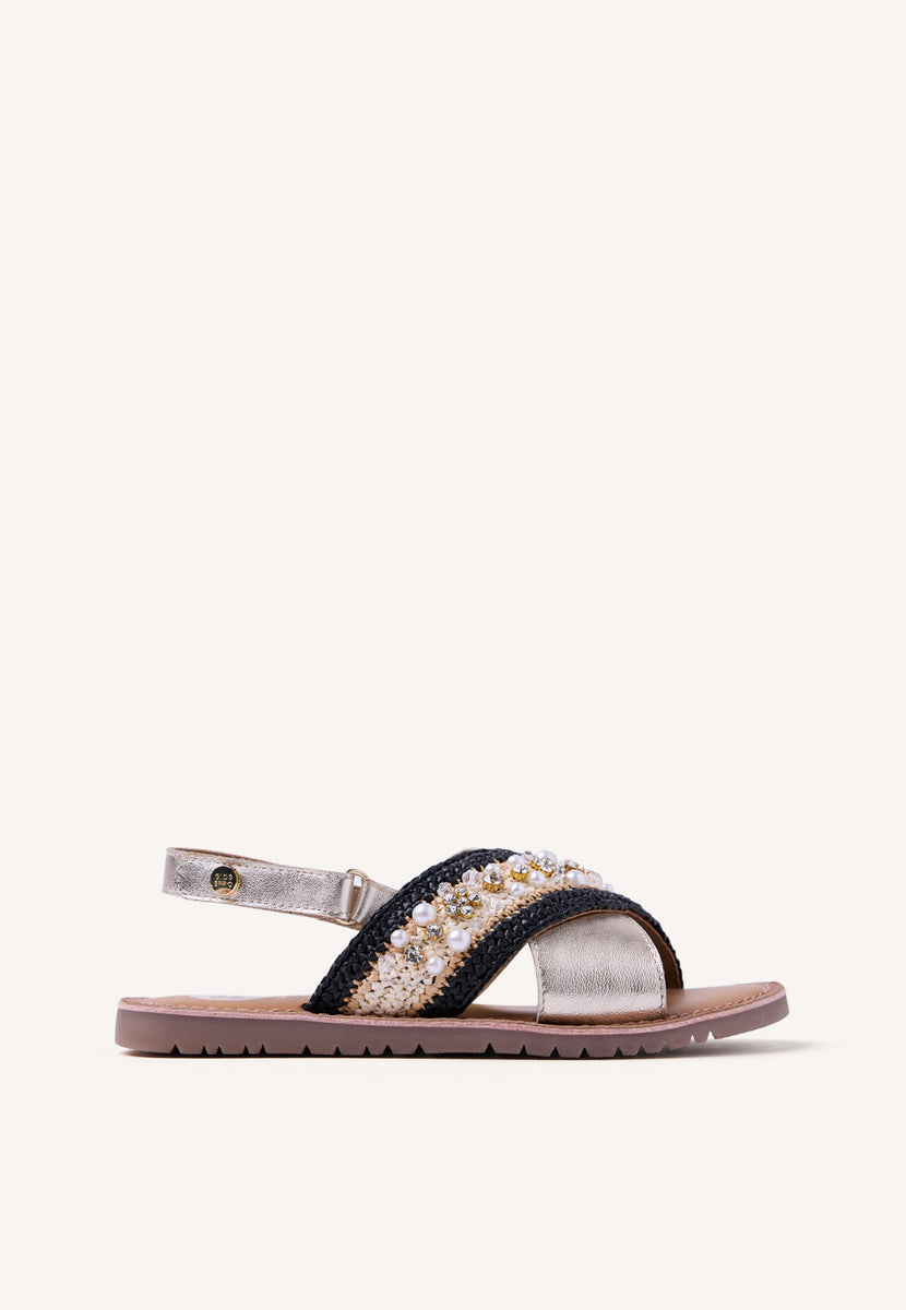 SANDALIAS PIEL, RAFIA Y ABALORIOS BARTO