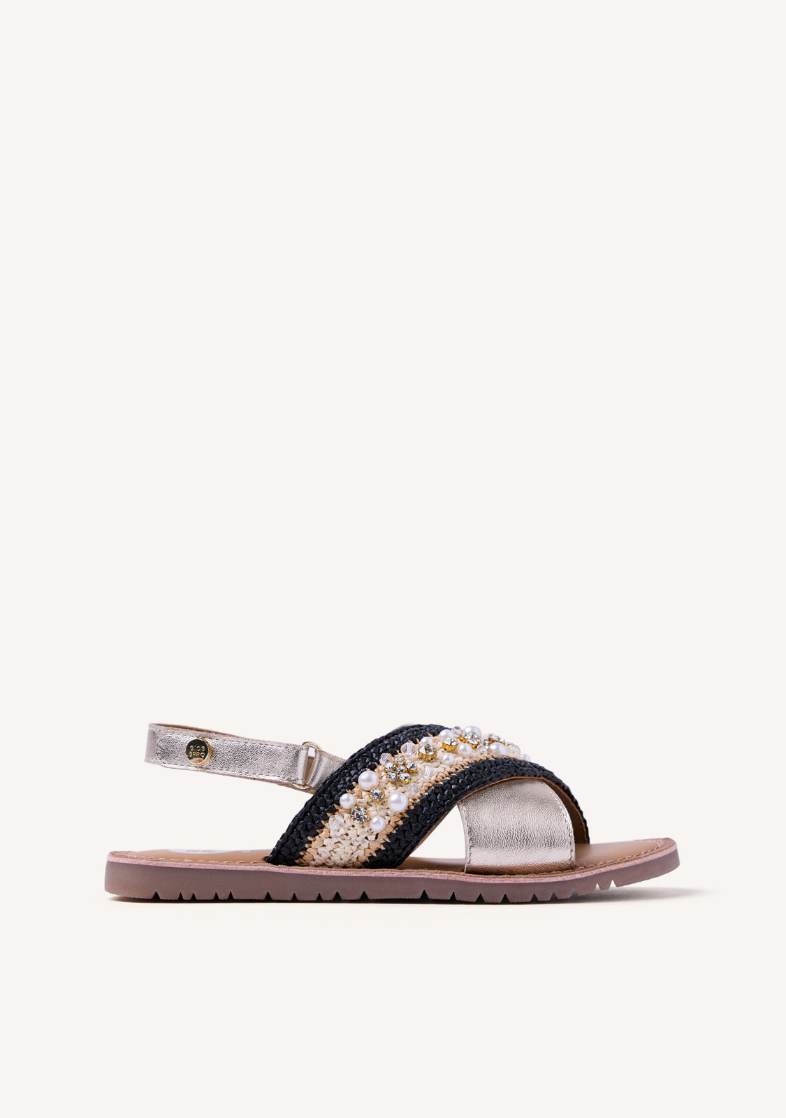 LEATHER AND RAFFIA SANDALS CHARMS BARTO