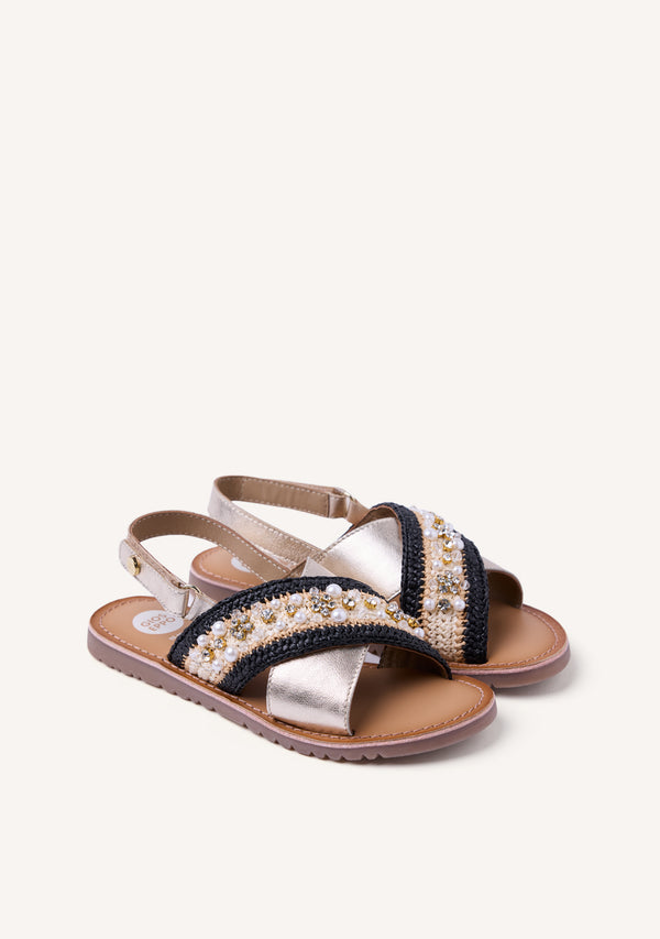 SANDALIAS PIEL, RAFIA Y ABALORIOS BARTO