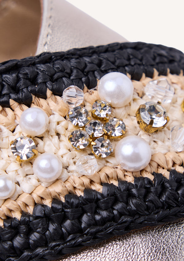 SANDALIAS PIEL, RAFIA Y ABALORIOS BARTO