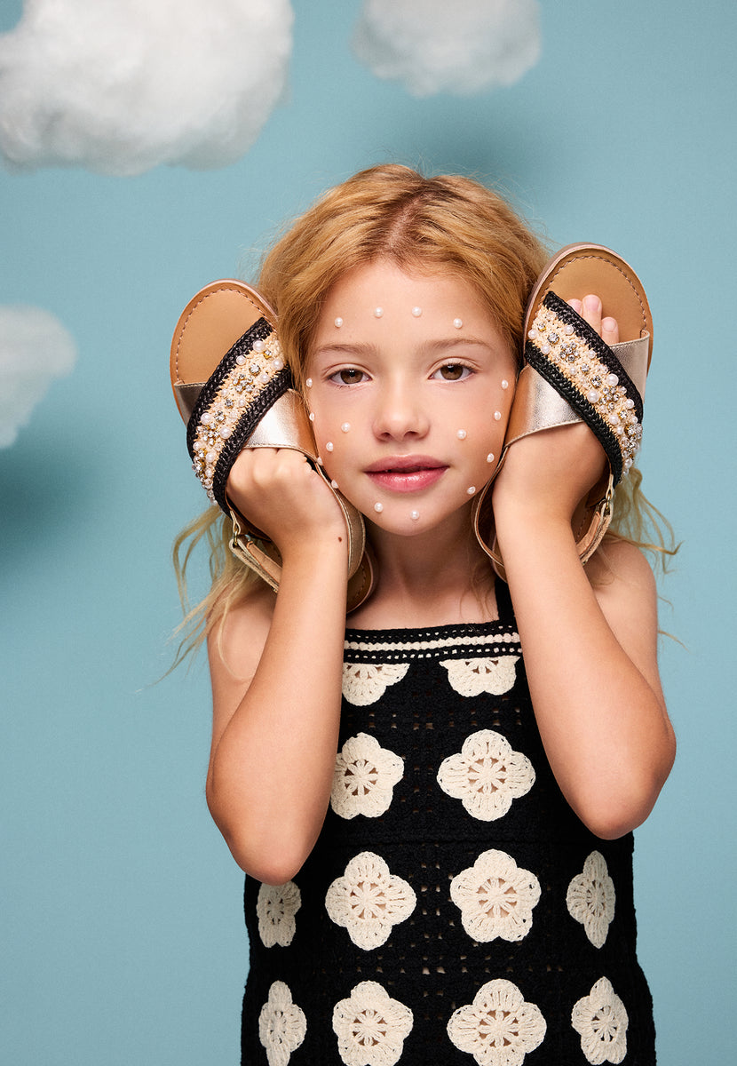 LEATHER AND RAFFIA SANDALS CHARMS SOLWAY