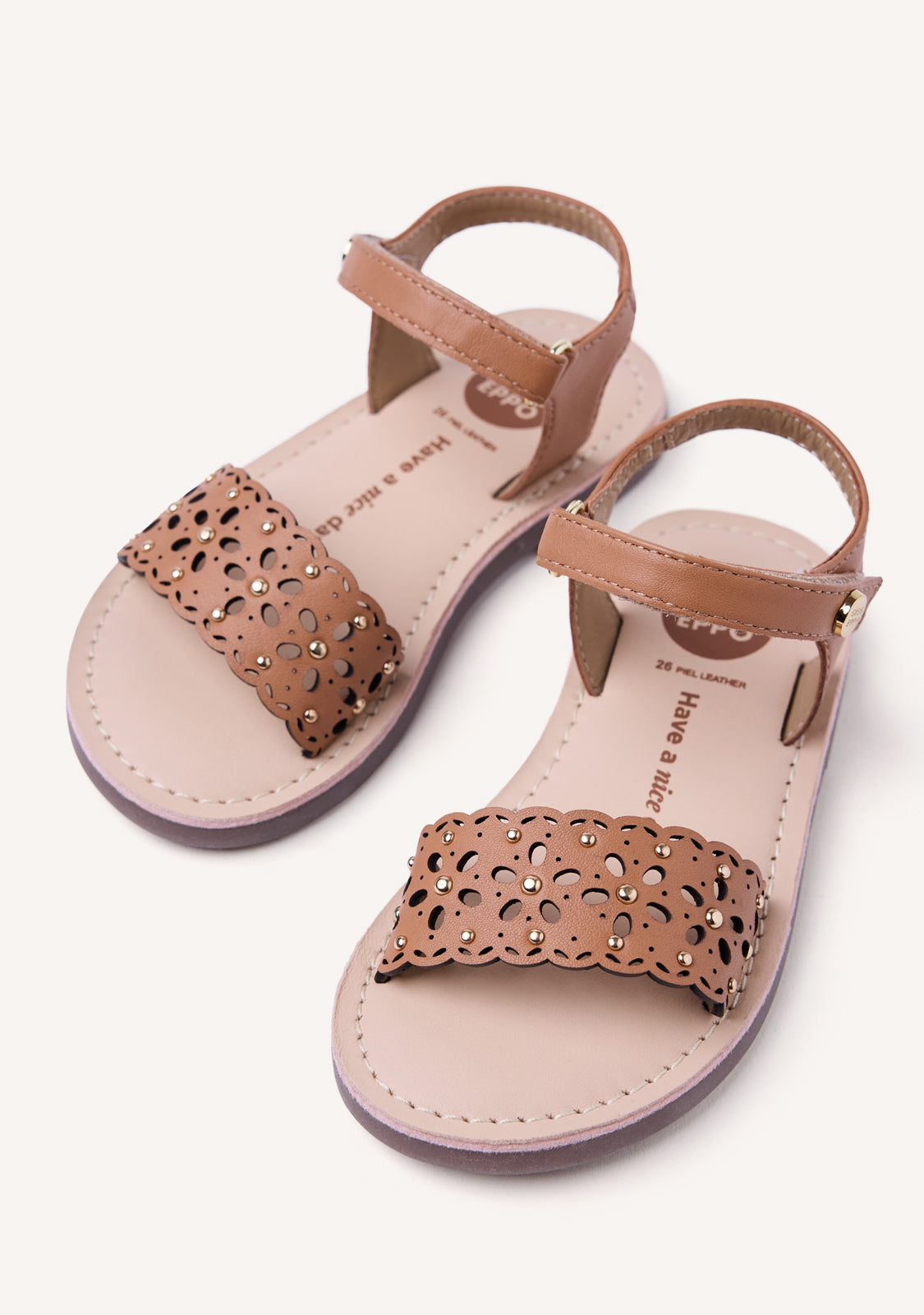 FLOWER CUT-OUT LEATHER SANDALS DIPOLOG