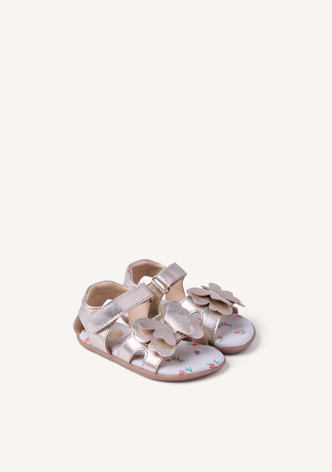GIOSEPPO BAREFOOT - SHINY LEATHER SANDALS WITH BUTTERFLY NANDI